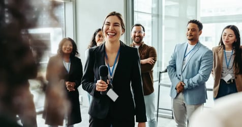 Attendees wearing items created for meeting personalization details